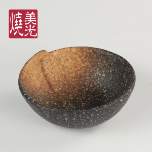 美光烧日式粗陶餐具 和风陶瓷创意碗碟 蘸酱碟 菜碟 调料碟 碟子
