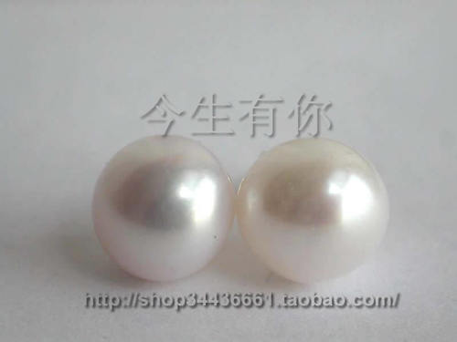 天然白色强光无暇珍珠耳钉包邮