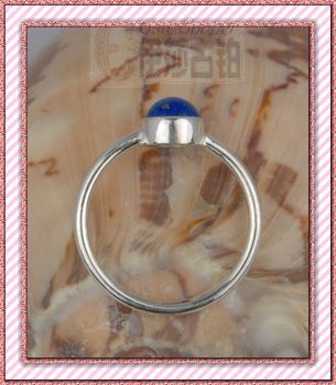 [伊莎古铂]正品925纯银首饰 银花丝素边镶嵌青金戒指