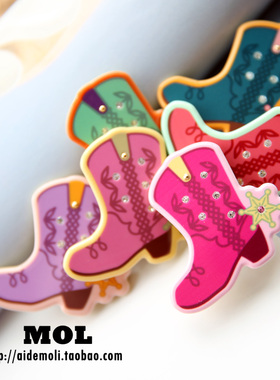 韩国进口 AZNAVOUR AZ  复古图腾小靴子马丁靴 发夹鸭嘴夹