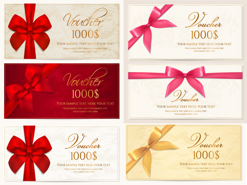 蝴蝶结礼券ai矢量素材 蝴蝶结现金券 礼券模板素材 设计素材