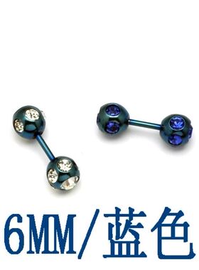 蓝色满钻钛钢耳环