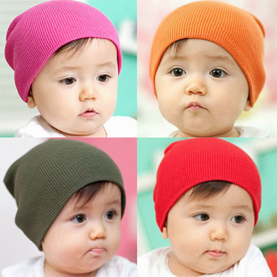 纯色棉线婴儿童帽子保暖套头帽