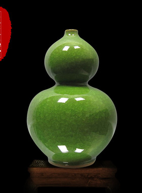 景德镇陶瓷花瓶葫芦瓶窑变花瓶摆件现代客厅装饰瓷器葫芦花瓶