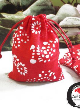 红色青花中国风小布袋饰品包装袋首饰陶瓷包装喜糖包装抽口袋