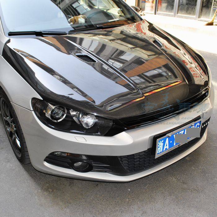 送尾标促销大众尚酷scirocco专用无标机盖开孔碳纤维轻量化引擎盖