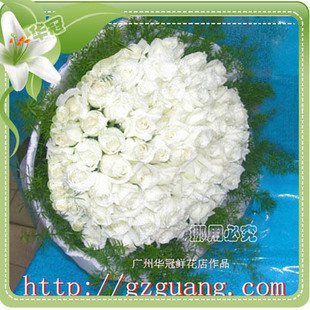 广州鲜花 广州 白玫瑰 BH375 华冠花店 广东鲜花 99朵 广州花店