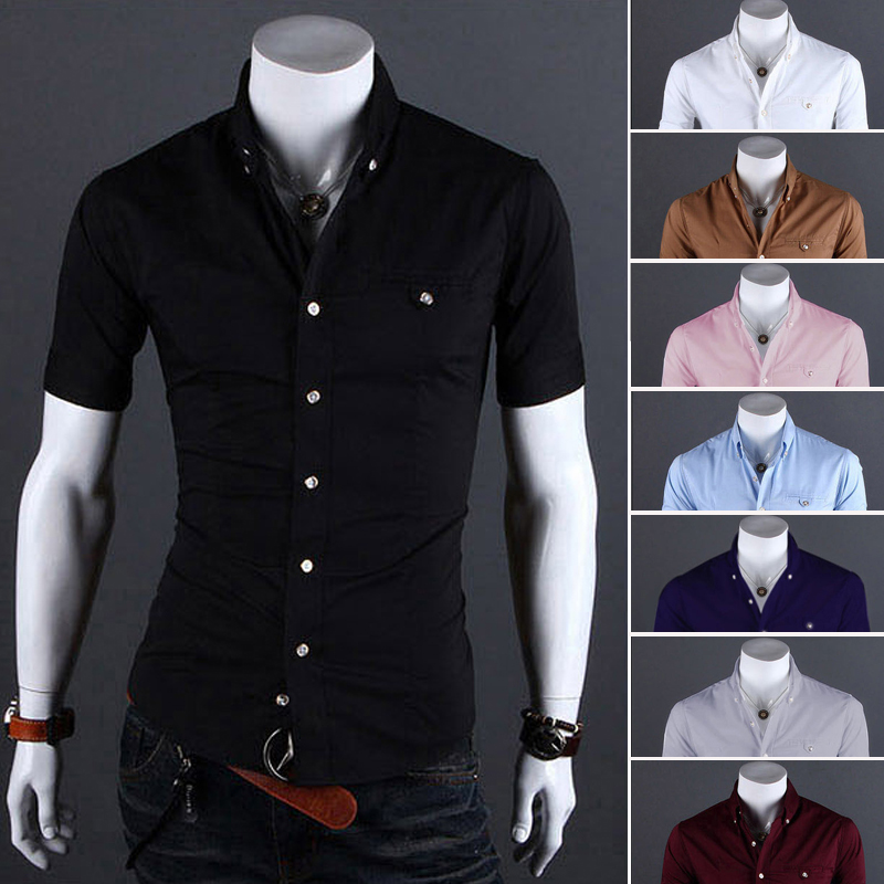 Ïļ¾ÄÐÊ¿ÐÞÉí´¿É«³ÄÉÀº«°æ¶ÌÐäÐÝÏгÄÒÂman mens casual shirts