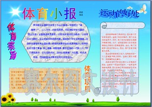 体育小报成品电脑手抄报模板小学生阳光体育板报简报编辑制作1764