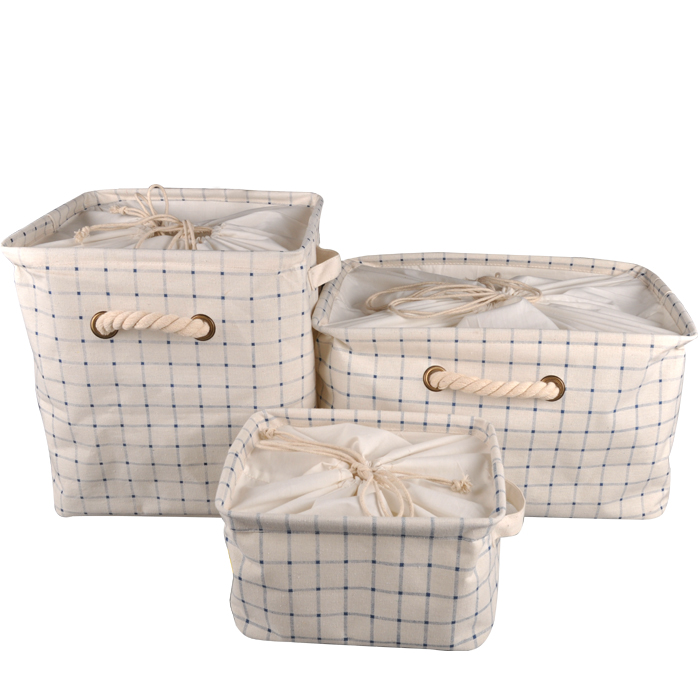 ZAKKA日系棉麻束口布艺衣物整理箱储物箱可折叠收纳盒有盖收纳箱