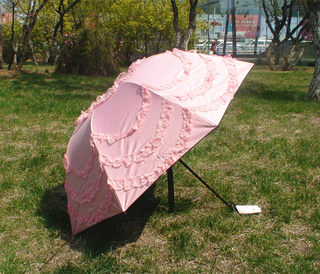 正品 安娜苏黑胶防紫外线太阳伞 三折遮阳伞 蕾丝花边晴雨伞