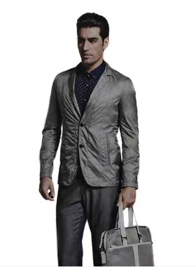 正品利郎男装4CXD021SA 青灰色春季新款休闲单西外套 原899