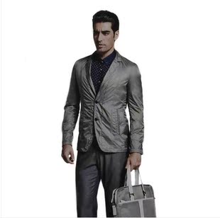 正品利郎男装4CXD021SA 青灰色春季新款休闲单西外套 原899