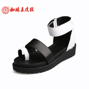 Spider King toe platform Ms Luo Mafeng trend shoes black and white sandal with Velcro and comfortable women's shoes