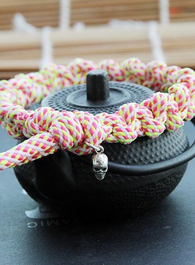 纯银立体骷髅头宽手链男女同款