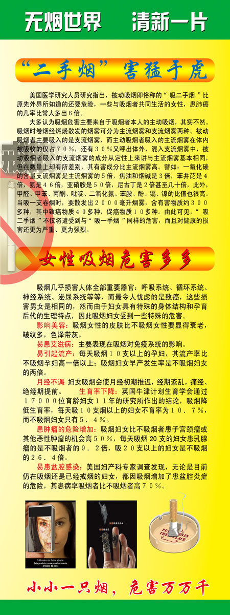 589海报印制海报展板素材305女性吸烟的危害知识宣传