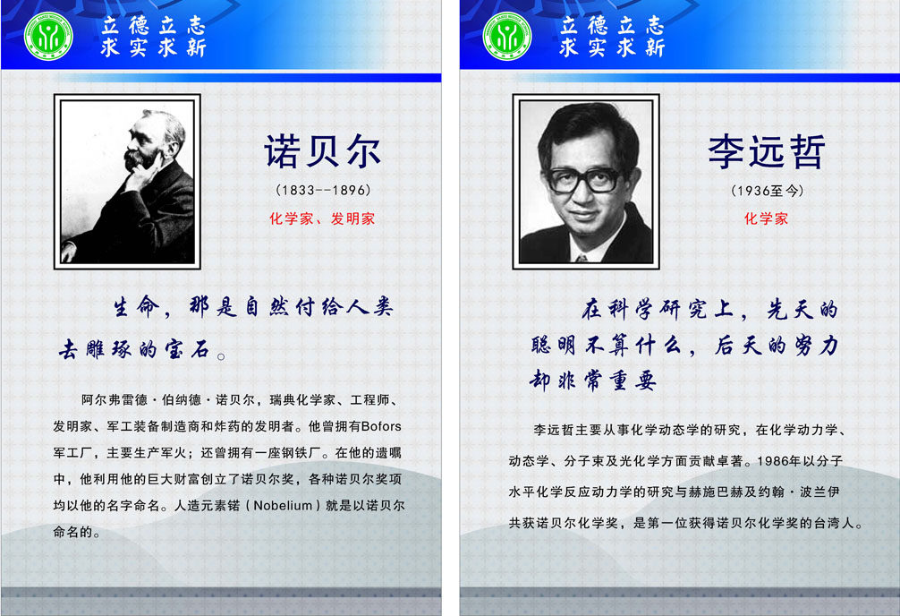 706海报印制展板写真喷绘156科学名人化学简介诺贝尔李远哲
