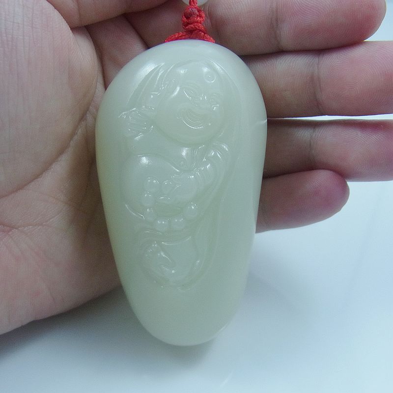 天然玉石手把件和田玉青白玉