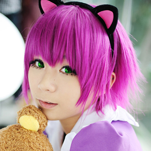 【kyouko假发】cosplay 游戏 英雄联盟安妮 紫红色收脸反翘短发