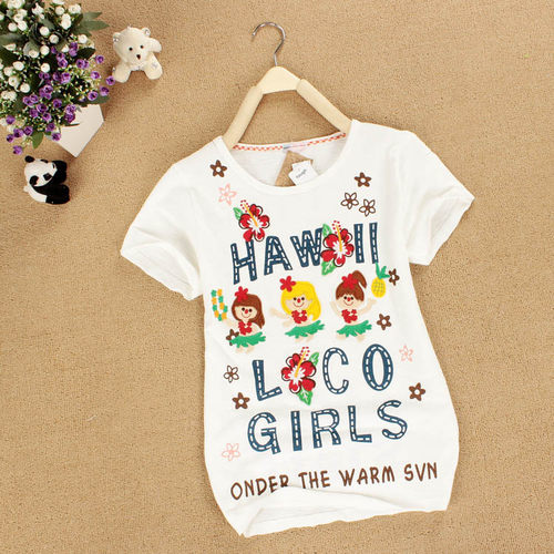 2024日系森女系rough夏季款可爱草裙女孩 短袖刺绣贴布 打底衫T恤