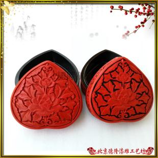 漆器特色工艺品摆件女友生日礼物结婚礼品漆雕4寸富贵桃心首饰盒