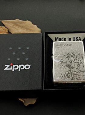 美国原装正品 ZIPPO打火机 两面深雕 古银豹子 专柜正版ZP 限量版