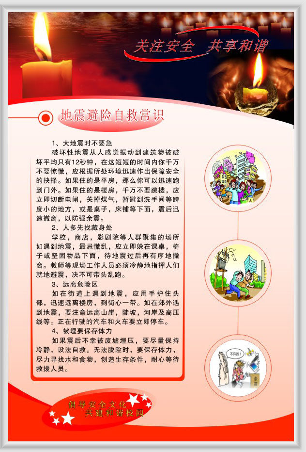 海报印制209海报展板素材(制作)3512学校园地震避险自救常识