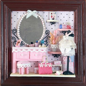 DIY木框情景挂件 629-42  手工材料包 粉色奢华
