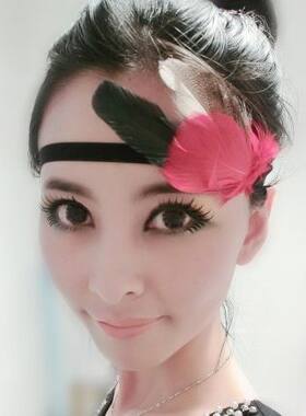 莉娜波西米亚羽毛买家秀黑色发带