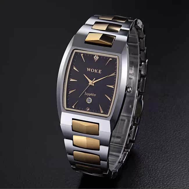 正品 握刻手表woke 韩版时尚 钨钢石英表 蓝宝石情侣腕表838 防水