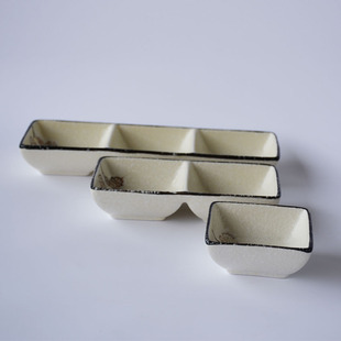 日韩式手绘陶瓷格子碟酱料碟 芥末调味碟子酱料格碟酒店料理餐具