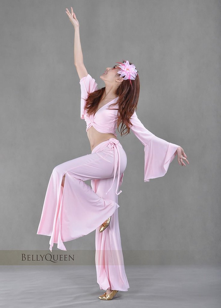 bellydance肚皮舞练习服套装秋冬舞蹈服弹力柔棉喇叭长袖部落裙裤