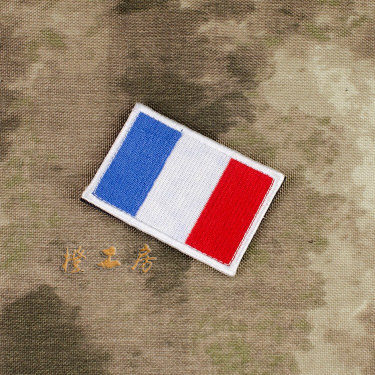 法国国旗 刺绣魔术贴 背包徽章贴章服装臂章 小号