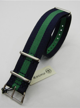 20mm 22mm  NATO北约帆布尼龙表带 深蓝间绿色 合简约手表