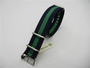 20mm 22mm  NATO北约帆布尼龙表带 深蓝间绿色 合简约手表