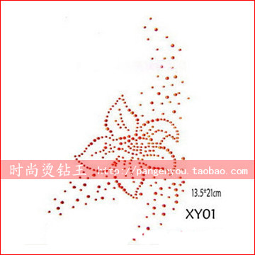 服装辅料 成品烫图DIY配件水钻贴 水晶钻制作独展红花图钻花XY01