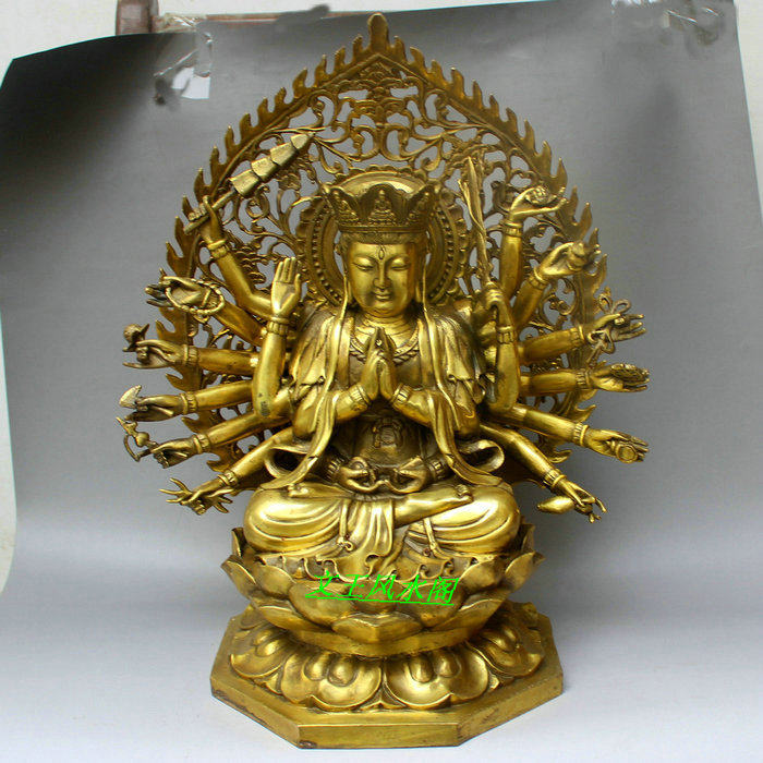 纯铜千手观音 纯铜密宗佛像 准提佛母菩萨佛像摆件