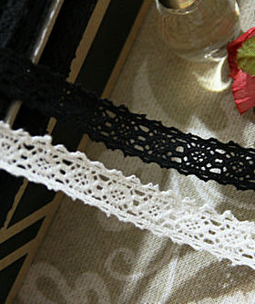 16D 客供  白色黑色 棉线蕾丝花边 1.4cm宽1.6元1米