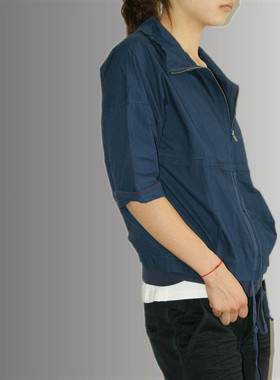 安*中袖拉链开衫夏装特惠休闲 7Y556-A女衬衫