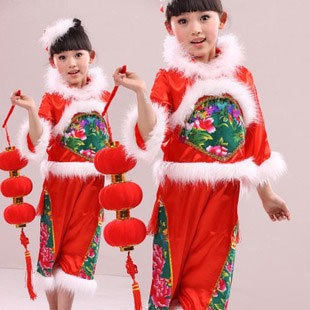 儿童民族舞蹈演出服装女童秧歌舞汉族舞表演服幼儿五一六一演出服