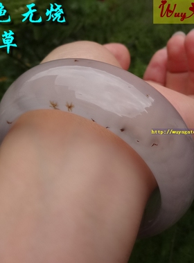 天然无烧加宽加厚水草玉髓手镯女