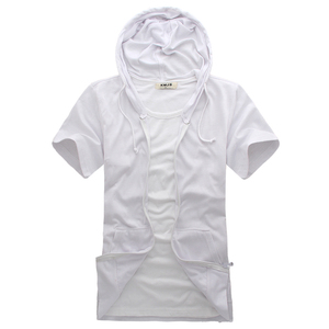 新款男士韩版连帽10色时尚休闲短袖T恤 K01/P25 白色,男装T恤,星座715-3