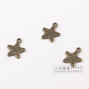 手工diy发饰材料 复古合金五角星星吊坠配饰挂件发夹头饰饰品配件