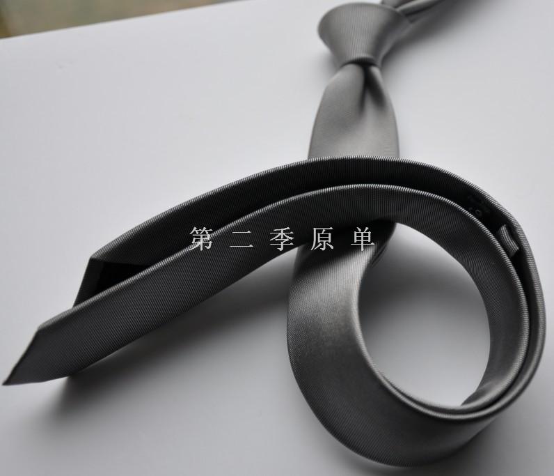 外贸原单100%真丝领带窄款银色