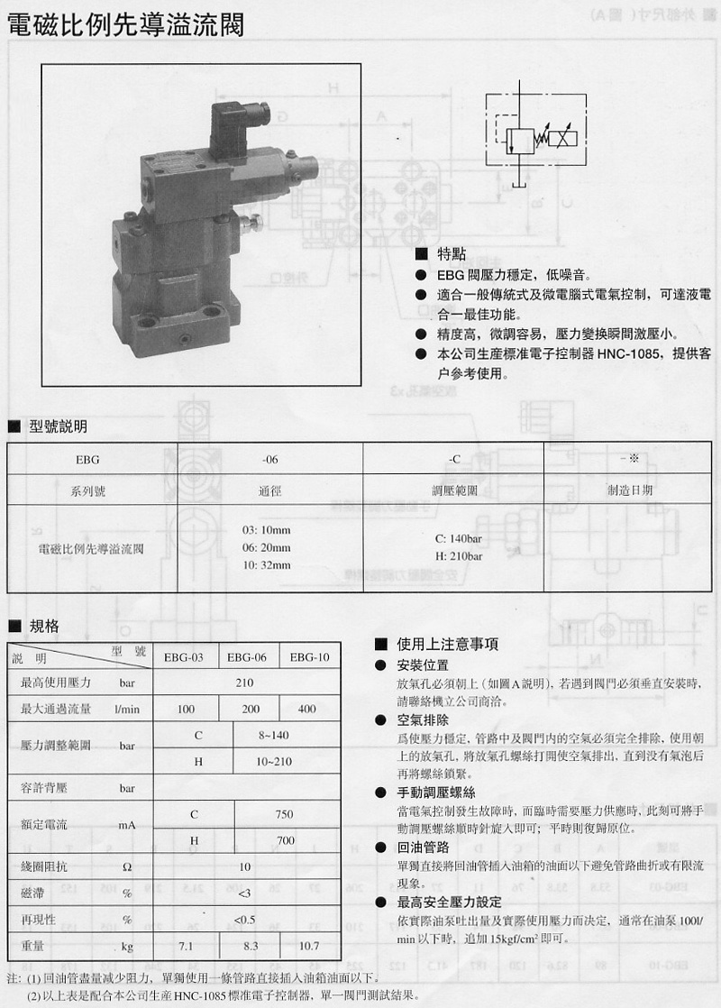 电液比例阀EBG-03-H-R台湾TM电液比例阀TAIMAO阀EBG-03-C