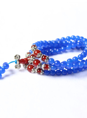 天然蓝玉髓百搭女士佛珠手链