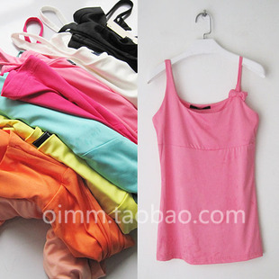 蝴蝶结牛奶丝U领吊带外穿背心纯色 HUMU背心女修身 第二件半价