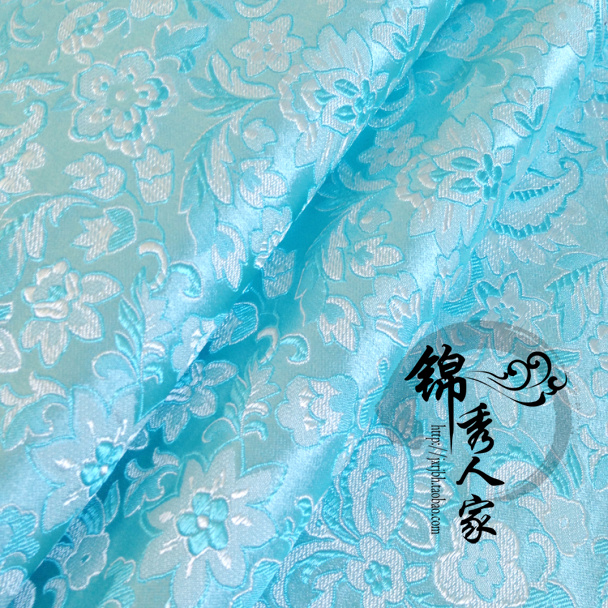 锦缎布料面料古装汉服和服水绿底