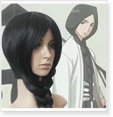 死神cosplay假发 四番队队长 卯之花烈 黑色1米 高温丝假发