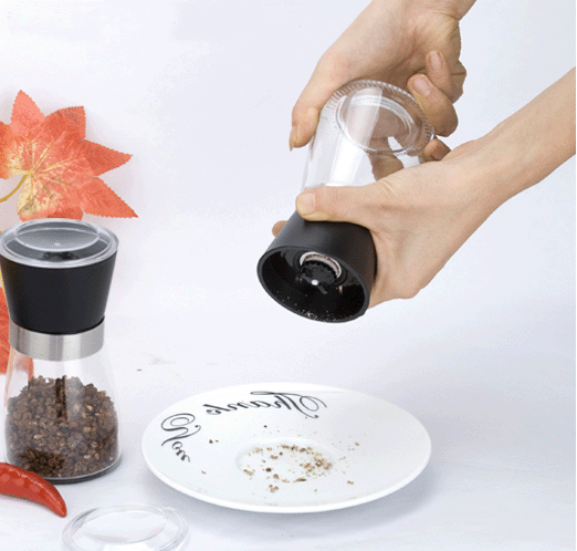 北欧陶瓷阀芯胡椒研磨器 手动胡椒磨 耐磨研磨瓶 玻璃调味瓶